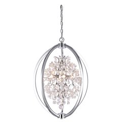 4-Light Chrome Metal Chandelier With Clear Crystals