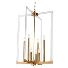8-Light Bronzed Metal Chandelier With Clear Acrylic Arms