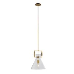 1-Light Brass Single Pendant With A Clear Glass Shade