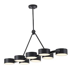 8-Light Black LED Chandelier With Accent Shades