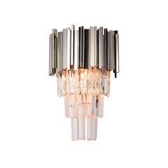 3-Light Chrome Wall Sconce With Clear Crystals