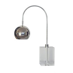 1-Light Polished Nickel Table Lamp With A Clear Crystal Base And A Shade