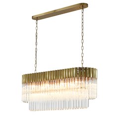 12-Light Brass Chandelier With Clear Crystals