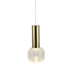 1-Light Gold LED Pendant With A Clear Glass Shade