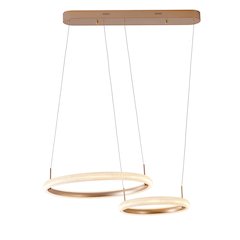 2-Light Gold Dimmable LED Chandelier With Clear Acrylic Diffusers