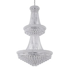 32-Light chrome Chandelier With Clear Crystals