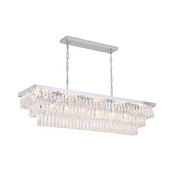 16-Light Chrome Metal Chandelier With Clear Crystal
