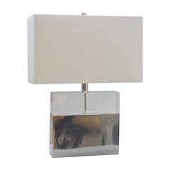 1-Light Polished Nickel Table Lamp With A Clear Crystal Base And A Shade