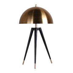 1-Light Black Table Lamp With A Gold Metal Shade