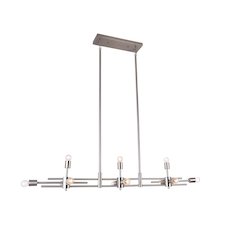 11-Light Shiny Nickel Metal Chandelier With Visible Bulbs