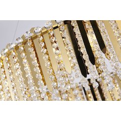 20-Light Gold Stainless Steel Chandelier With Clear Crystal Beads