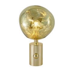 1-Light Gold Metal Table Lamp With A Gold Acrylic Distorted ORB Shade