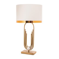 1-Light Gold Iron Table Lamp With A White Drum Shade