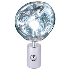 1-Light Chrome Metal Table Lamp With A Silver Acrylic Distorted ORB Shade