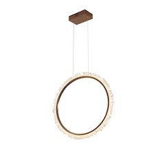 1-Light Gold LED Chandelier With Clear Crystal Accents