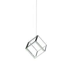 12-Light Shiny Nickel Aluminum LED Pendant With White Acrylic Diffusers