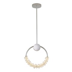 1-Light Chrome LED Pendant With Clear Crystal Beading
