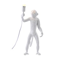 1-Light White Standing Resin Monkey Table Lamp