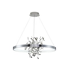 1-Light Chrome Stainless Steel LED Chandelier, Chrome Aluminum Confetti Interior