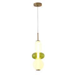 1-Light Gold LED Single Pendant With A Multi-color glass shade