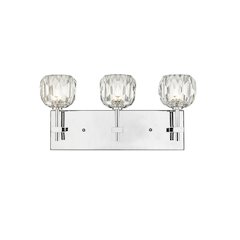 3-Light Chrome Wall Sconce With Clear Crystal Shades