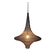 1-Light Satin Black Pendant With A Chain Basket Shade