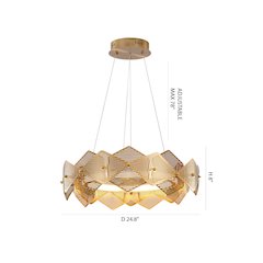 1-Light Brass Halo Ring Chandelier With Acrylic Diffusers
