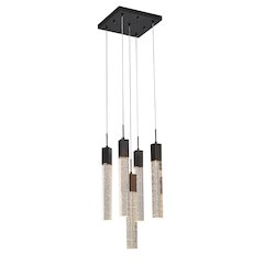 5-Light Matte Black Chandelier With A Clear Bubble Crystal