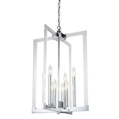 8-Light Chrome Metal Chandelier With Clear Acrylic Arms