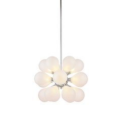 19-Light Chrome Chandelier With White Glass Shades