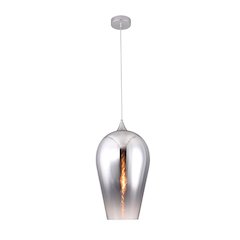 1-Light Chrome Pendant With A Reflective Chrome Faded Glass Shade