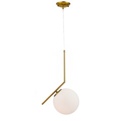 1-Light Brass Iron Single Pendant With A Milk White Glass Shade