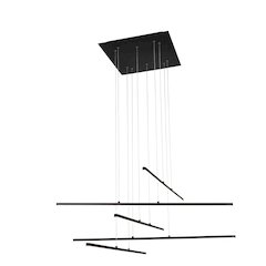 5-Light Matte Black Metal LED Chandelier With Selectable LED Color Temperature