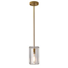 1-Light Copper Single Pendant With A Clear Crystal Shade