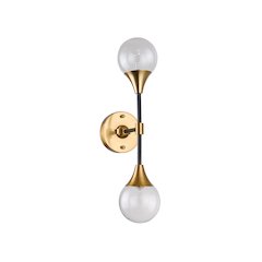 2-Light Black And Gold Metal With Clear Glass Shades