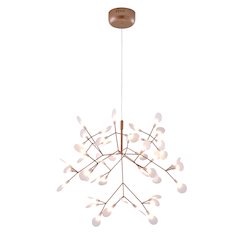 45-Light Matte Copper Chandelier With White Acrylic Shades