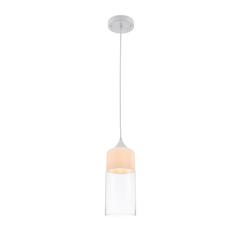 Single Pendant Lighting White Glass & Metal