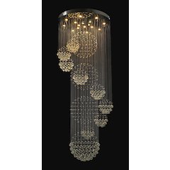 16-Light Chrome Chandelier With Clear Hanging Crystals And Beads
