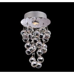 1-Light Chrome Flush Mount With Clear Crystals