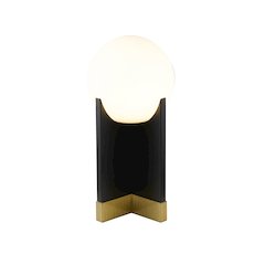 1-Light Table Lamp With A Stain Brass Stainless Steel Base, Black Iron Body