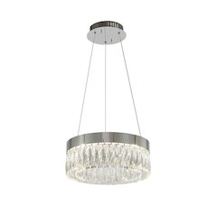 1-Light Chrome LED Chandelier With Clear Crystal Accents