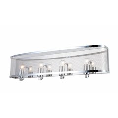 4-Light Chrome Wall Sconce With A Metal Mesh Shade