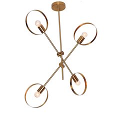 4-Light Brushed Bronze Pipe Arm Chandelier