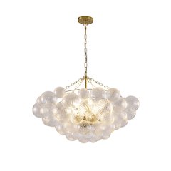 12-Light Brass Chandelier With Clear Swirl Glass Accents