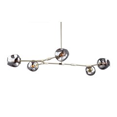 5-Light Brass Chandelier With Smoke Glass Shades
