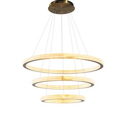 3-Light Sand Gold LED Chandelier With Clear Acrylic Diffusers