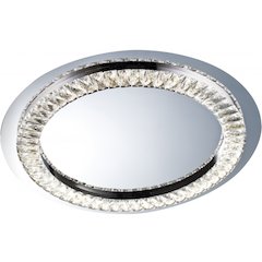 1-Light Chrome Stainless Steel LED Flush Mount With Clear Crystals