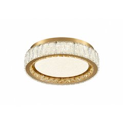 1-Light Brass Stainless Steel LED Flush Mount With Clear Crystals