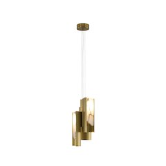 3-Light Satin Brass Aluminum LED Pendant With White Alabaster Accents