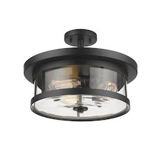 3-Light Black Flush Mount With A Clear Glass Shade